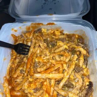 Green &amp; Red Chile Cheese Fries w/Steak