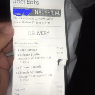 look how much they charged me for something they call burrito.