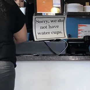 Buy a drink for $1.50-$3.00 or go thirsty.. even if you buy food...