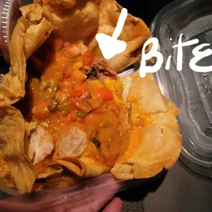 Green chili on a Taco Salad! WTF!