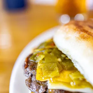 Alicia's Green Chile Burger ($14)