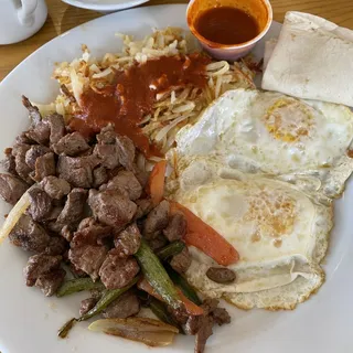 Steak Ranchero and Eggs Breakfast