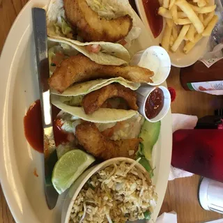 #13. Fish Tacos (4) & Shrimp Fried Rice