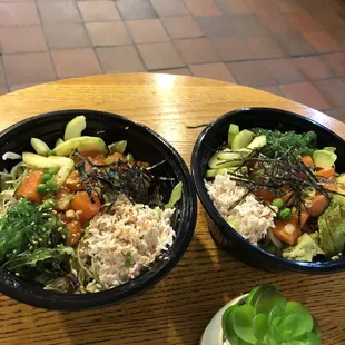 Two salmon poke bowls