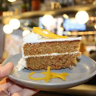 The Carrot Cake was dense and had a nice zing of ginger and carrot.