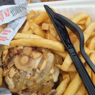 Inside the Swiss steak burger