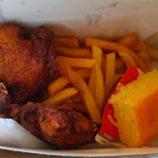 Fried chicken and French fries.