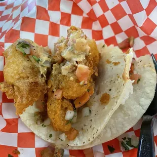 Batter chicken taco