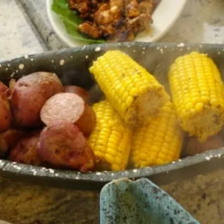 Boiled Corn, Potatoes and Sausage*