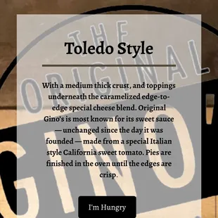 "Toledo Style Pizza."  Hmmmm.  Where have I heard that term before??     #ToledoStyle