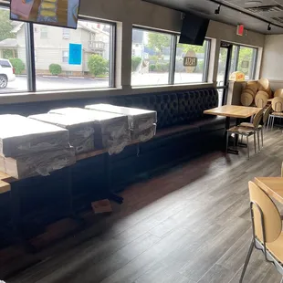 Boxes taking up seats.