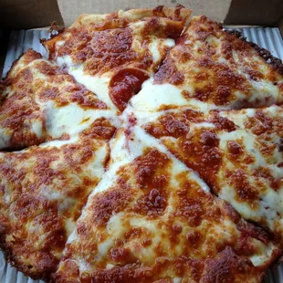 Small pepperoni, take out, 8 bucks INCLUDING the tip.  Perfectly filling.  Best pizza anywhere!