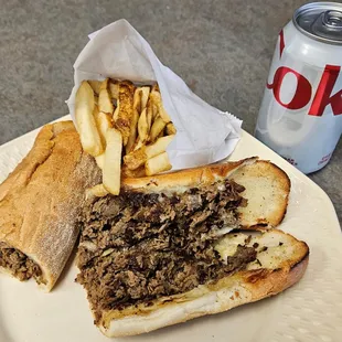 Cheese Steak Sub - French Fries - Diet Coke Lunch Special