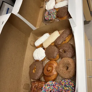 1.5 dozen donuts for one group of coworkers and the other 1.5 dozen for another group (not pictured)