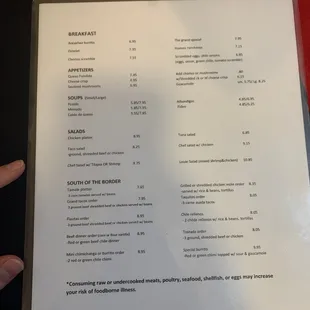 the menu