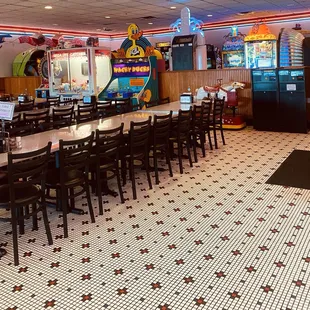 the interior of a diner