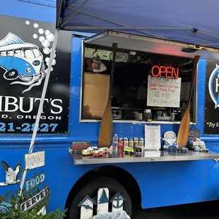 a blue food truck