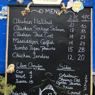 The menu.