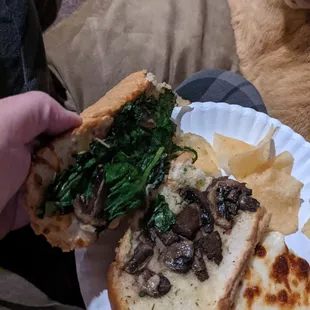 Spinach and artichoke sandwich.