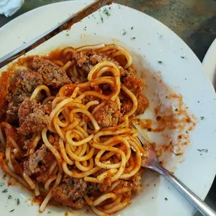 Lunch size spaghetti and meatball