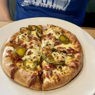 Lunch pizza- jalapeño, bacon, and herbed ricotta
