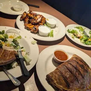 Maple Bourbon wings, Island of Capri salad and custom calzone