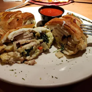 The Greek calzone with chicken added.