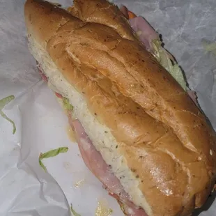 The works on Italian bread. 7.5 inches