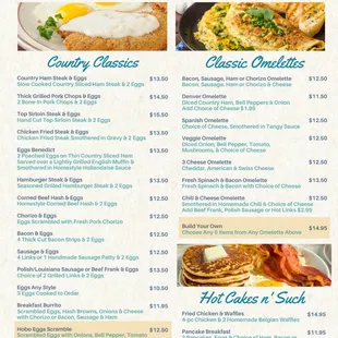 the breakfast menu