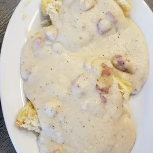 Biscuits and gravy are delicious!