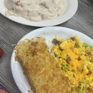 Hobo Eggs Scramble 2 Homemade Biscuits Smothered in Gravy