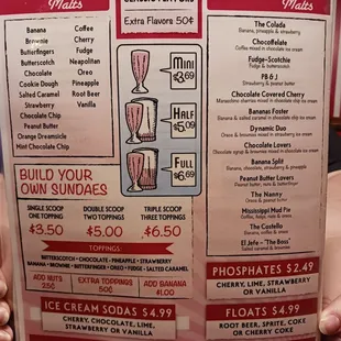 Backside of menu