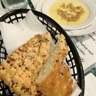 Complimentary bread and garlic dip