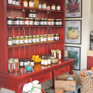 Large selection of our own jams, jellies, and gifts.