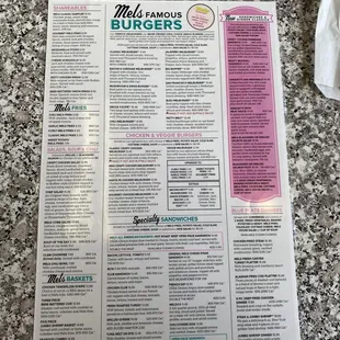 menu
