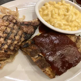 Pork Chop Ribs Macaroni &amp; Cheese Onion Straws
