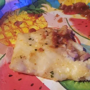 This is supposed to be a calizone .. But its just hard greezy cheese.. paper thin bread and no ricotta or cheese stuffing.. sooo gross