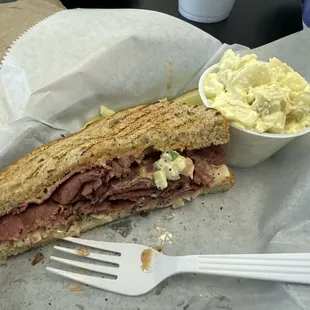 Lake Norman sandwich with egg potato salad! Fantastic!