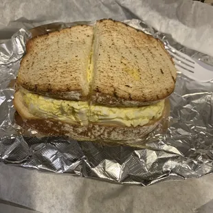 Egg salad on white toast