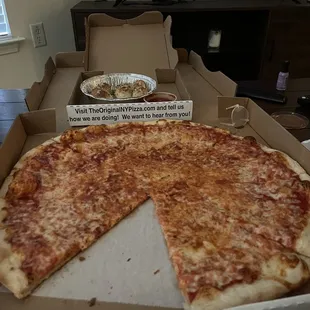 Cheese pizza &amp; garlic knots