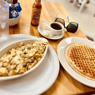 Belgian Waffle - Plain Scrambled egg with beef