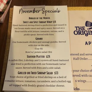 a menu for a special occasion