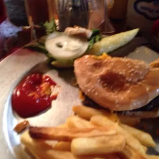 a burger and french fries