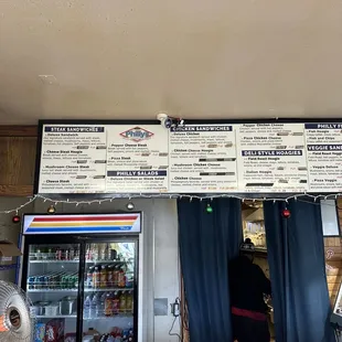 the menu for the restaurant