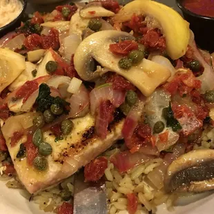 Close up of grilled salmon piccata!