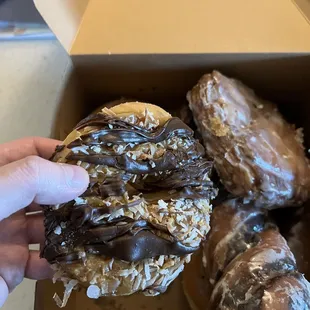 food, donuts, dough desserts