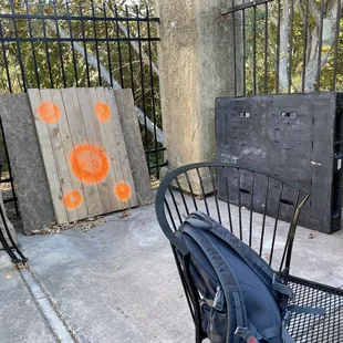 Nice patio in the back, but they're storing refuse back here.
