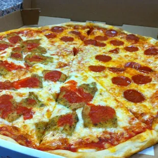 our delicous pepperoni and half eggplant pizza