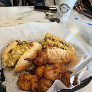 a hot dog and fried chicken