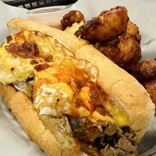 Hangover Cheese Steak with Wizzy Tots